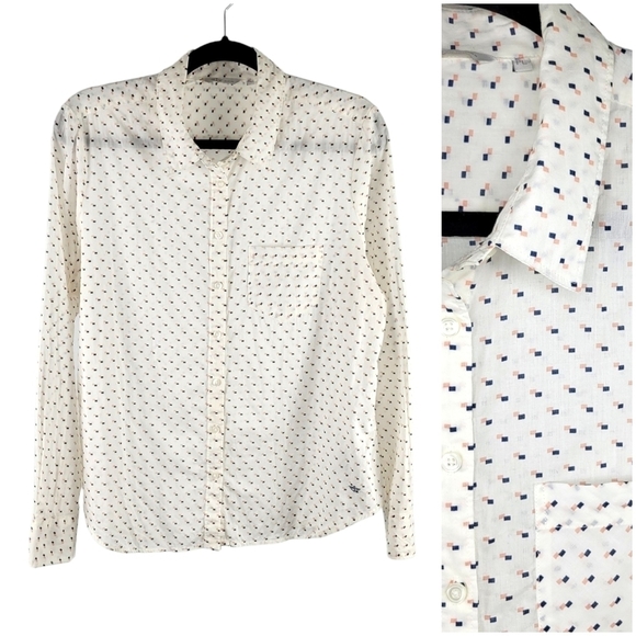 Dockers Women's Long Sleeve Lightweight Button Front Shirt Size Petite L White - Picture 1 of 6